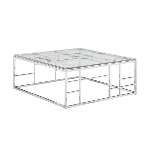 Chintaly Imports Clear Glass 39 Inch Cocktail Table