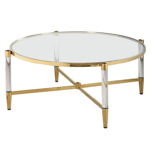 Chintaly Imports Denali Clear Glass Round Cocktail Table