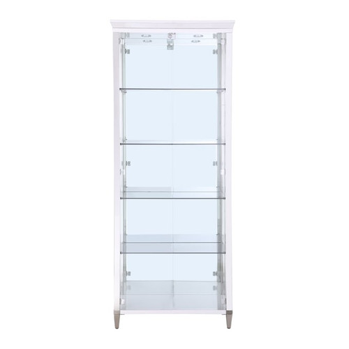 Chintaly Imports Clear Polished Stainless Steel Tempered Glass Curio