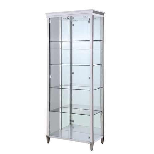 Chintaly Imports Clear Polished Stainless Steel Tempered Glass Curio