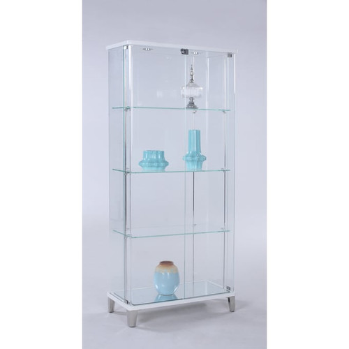 Chintaly Imports Bent Gloss White Starphire Glass Back Curio