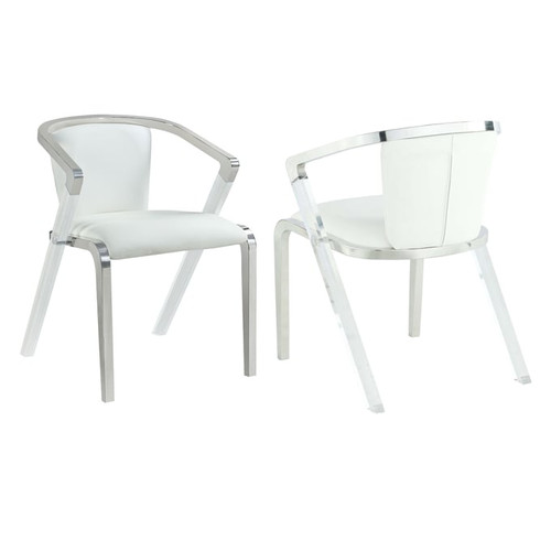 2 Chintaly Imports Bruna White Dining Arm Chairs