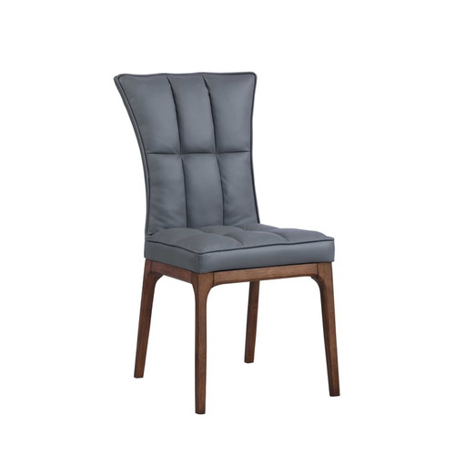 Chintaly Imports Peggy Gray Walnut Tufted Dining Side Chairs