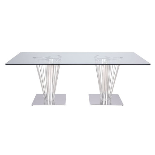 Chintaly Imports Fernanda Clear Polished Stainless Steel Dining Table