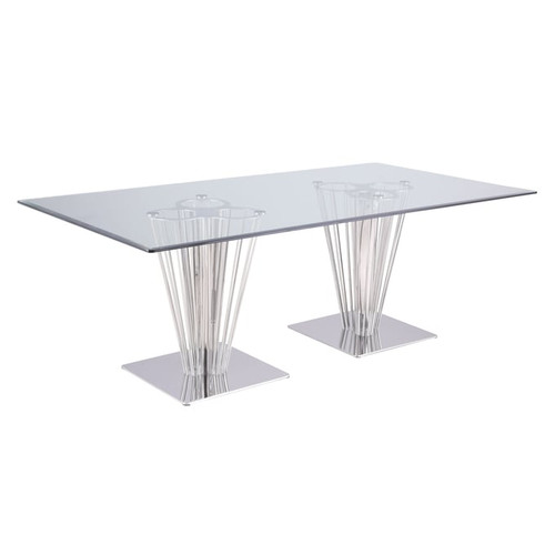 Chintaly Imports Fernanda Clear Polished Stainless Steel Dining Table