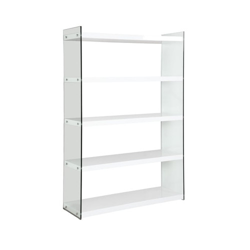 Chintaly Imports Contemporary Gloss White and Glass Bookcase