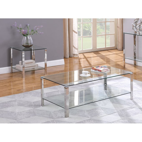Chintaly Imports Clear Polished 3pc Coffee Table Set