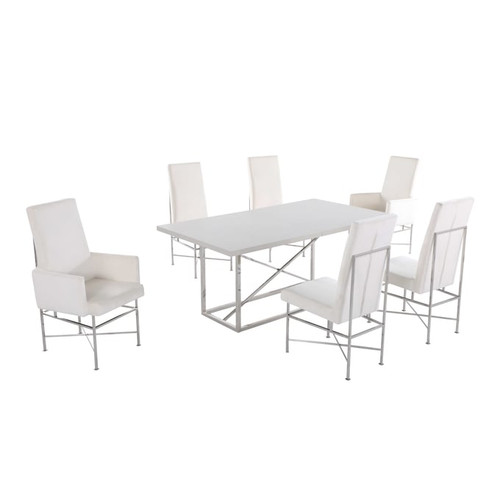 Chintaly Imports Kendall Matte Gray Cream 7pc Dining Room Set