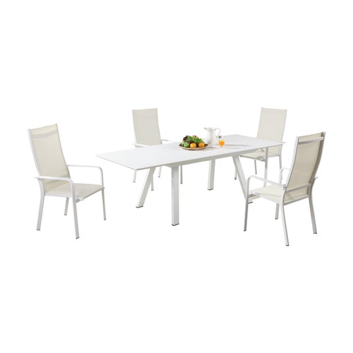 Chintaly Imports Malibu 5pc Outdoor Extension Dining Set with High Back Chairs