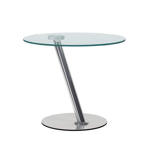 Chintaly Imports Clear Glass Top Chrome Lamp Table