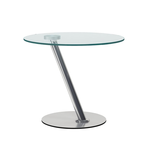 Chintaly Imports Clear Glass Top Chrome Lamp Table