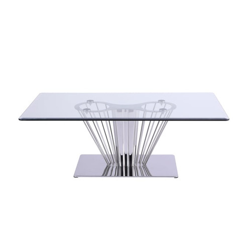 Chintaly Imports Fernanda Clear Polished Stainless Steel Cocktail Table