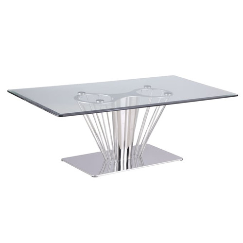 Chintaly Imports Fernanda Clear Polished Stainless Steel Cocktail Table