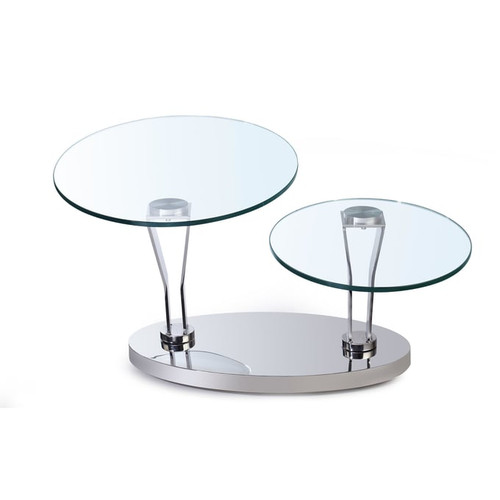 Chintaly Imports Clear Polished Stainless Steel Cocktail Table