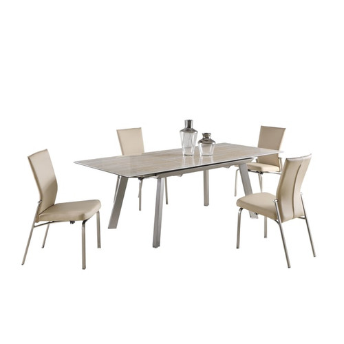 Chintaly Imports Beige 5pc Dining Room Set With Motion Back Chairs