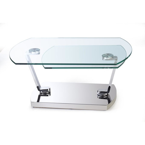 Chintaly Imports Clear Polished Stainless Steel Glass Cocktail Table