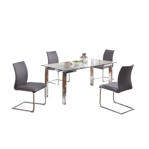 Chintaly Imports Cristina Clear Polished Stainless Steel Dining Table