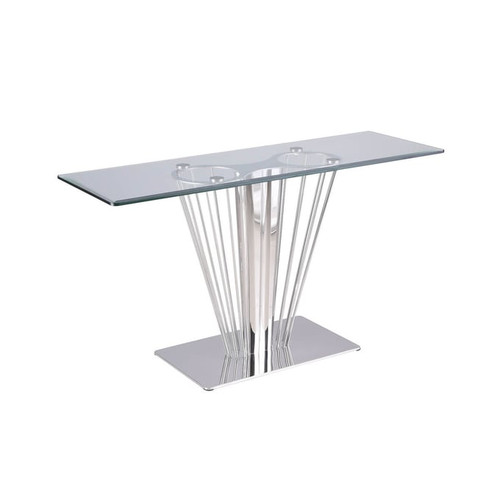 Chintaly Imports Fernanda Clear Polished Stainless Steel Sofa Table
