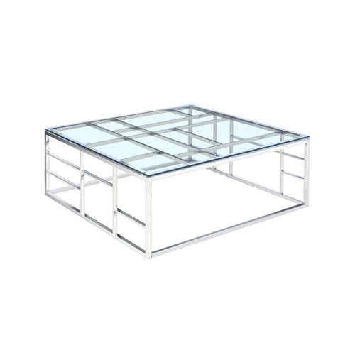 Chintaly Imports Clear Square Glass Top 3pc Coffee Table Set