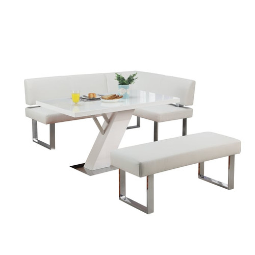 Chintaly Imports Linden Gloss White 3pc Dining Room Set