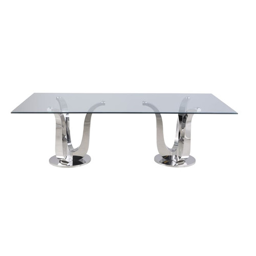 Chintaly Imports Adelle Clear Polished Stainless Steel Dining Table