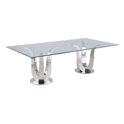 Chintaly Imports Adelle Clear Polished Stainless Steel Dining Table