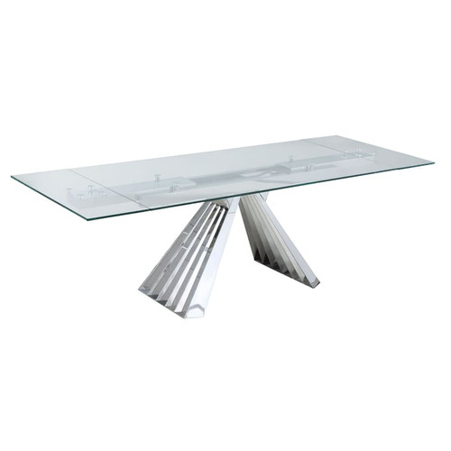 Chintaly Imports Dominique Clear Polished Stainless Steel Dining Table