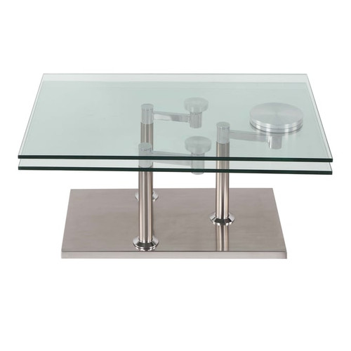 Chintaly Imports Clear Brushed Stainless Steel Cocktail Table