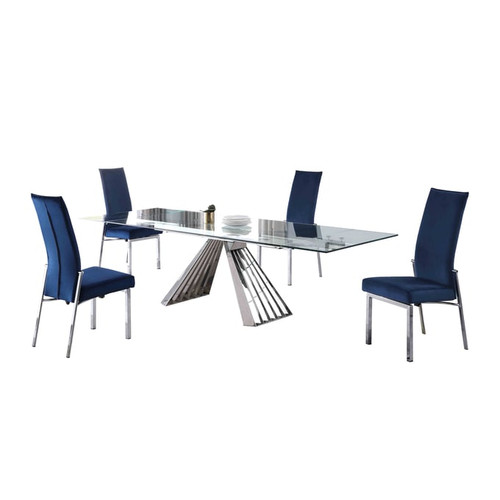 Chintaly Imports Dominique Anabel Blue 5pc Dining Room Set