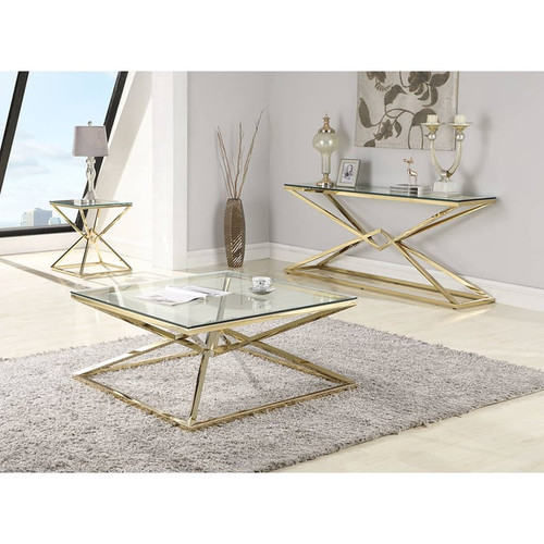 Chintaly Imports Clear Gold Square Cocktail Table