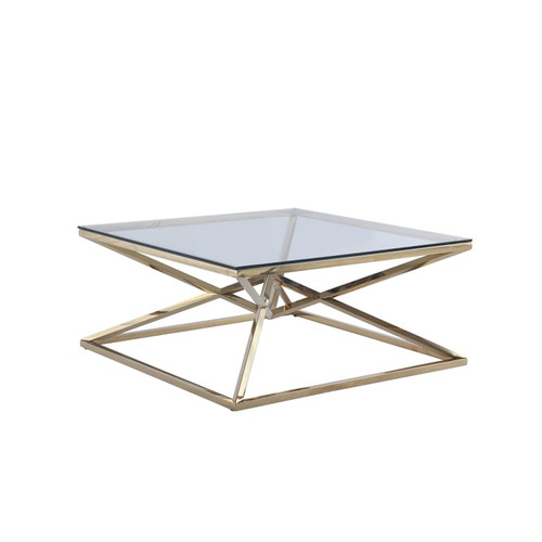 Chintaly Imports Clear Gold Square Cocktail Table
