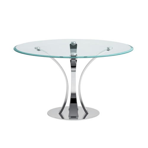 Chintaly Imports Rebeca Clear Chrome Round Dining Table