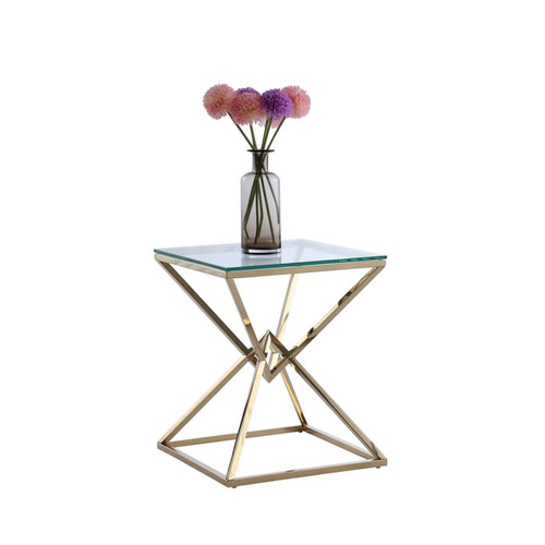 Chintaly Imports Clear Gold Square Lamp Table