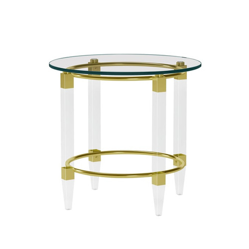 Chintaly Imports Gold Clear Glass Round Lamp Table