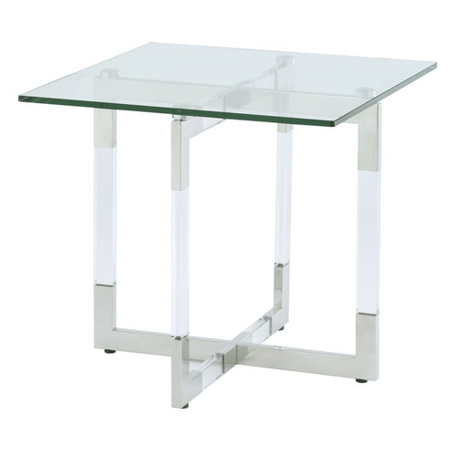 Chintaly Imports Yasmin Contemporary Glass Lamp Table