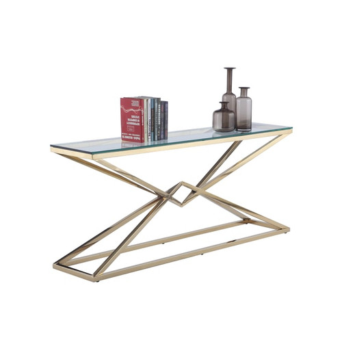 Chintaly Imports Clear Gold Rectangle Sofa Table