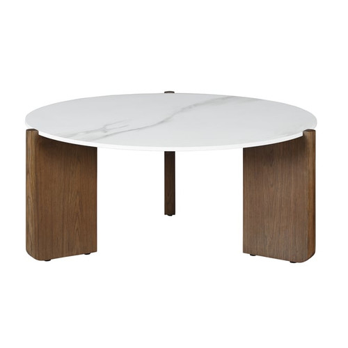 Chintaly Imports Elissa Matte White Walnut Cocktail Table
