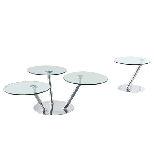 Chintaly Imports Clear Chrome 3pc Coffee Table Set