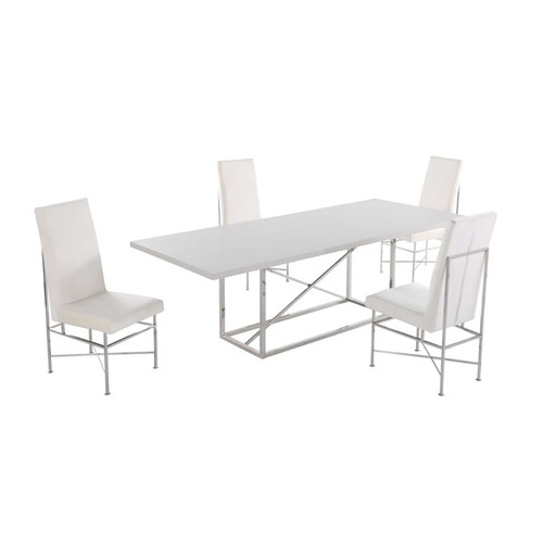 Chintaly Imports Kendall Matte Gray Cream 5pc Dining Room Set