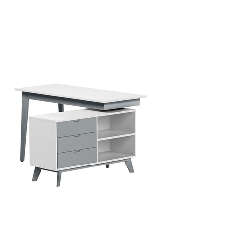 Chintaly Imports Gloss White Gray Rotating Home Office Desk