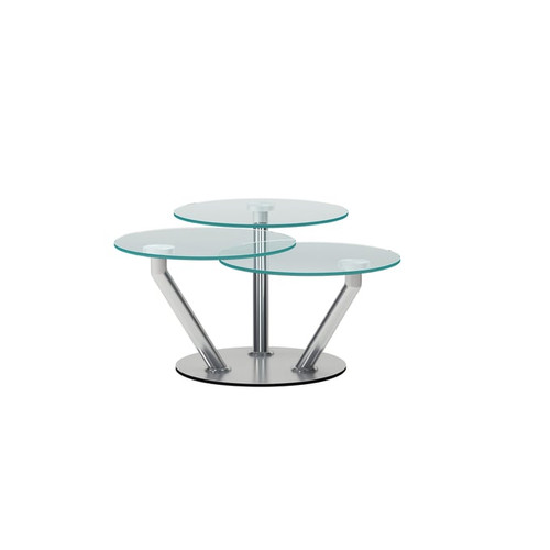 Chintaly Imports Clear Chrome Triple Surface Cocktail Table
