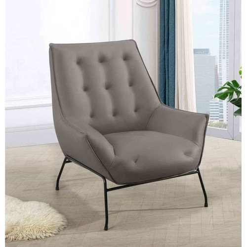 Global Furniture U8933 Light Grey Leather Accent Chairs