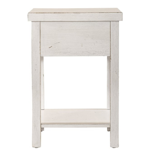 Liberty Modern Farmhouse White Drawer Chair Side Table