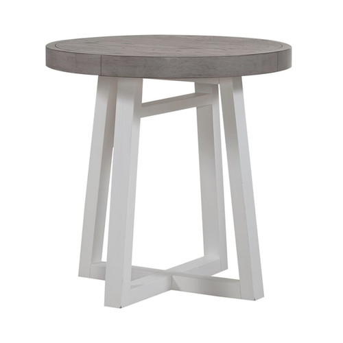 Liberty Palmetto Heights White Driftwood Round End Table