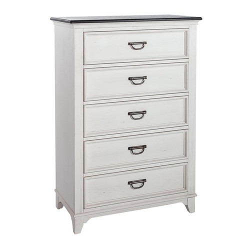 Liberty Allyson Park Wirebrushed White Charcoal 5 Drawers Chest