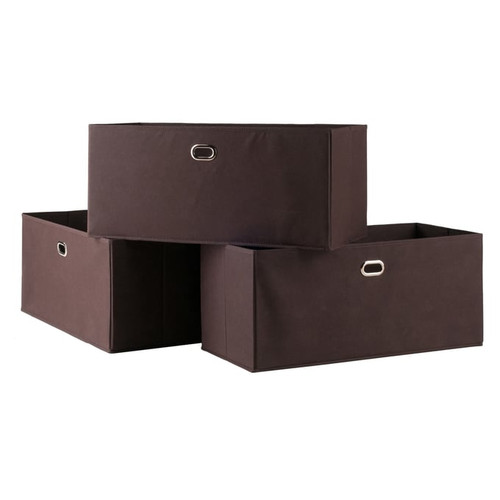 3 Winsome Torino Chocolate Fabric Foldable Baskets