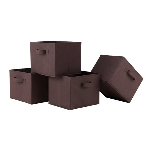 4 Winsome Capri Chocolate Fabric Foldable Baskets