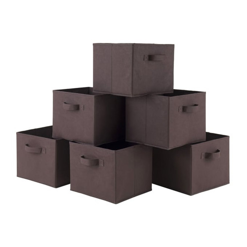 6 Winsome Capri Chocolate Fabric Foldable Baskets