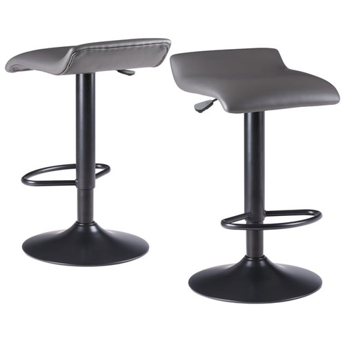 2 Winsome Tarah Black Slate Gray Swivel Stools