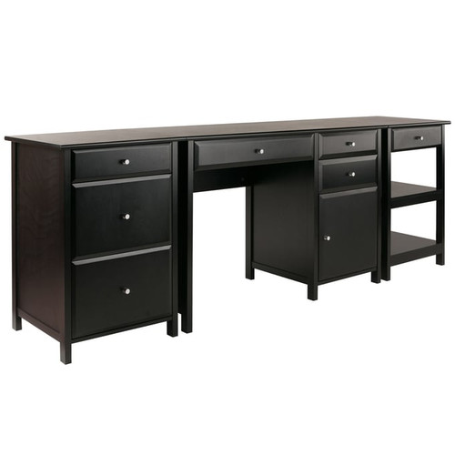 Winsome Delta Black Wood 3pc Office Desk Set